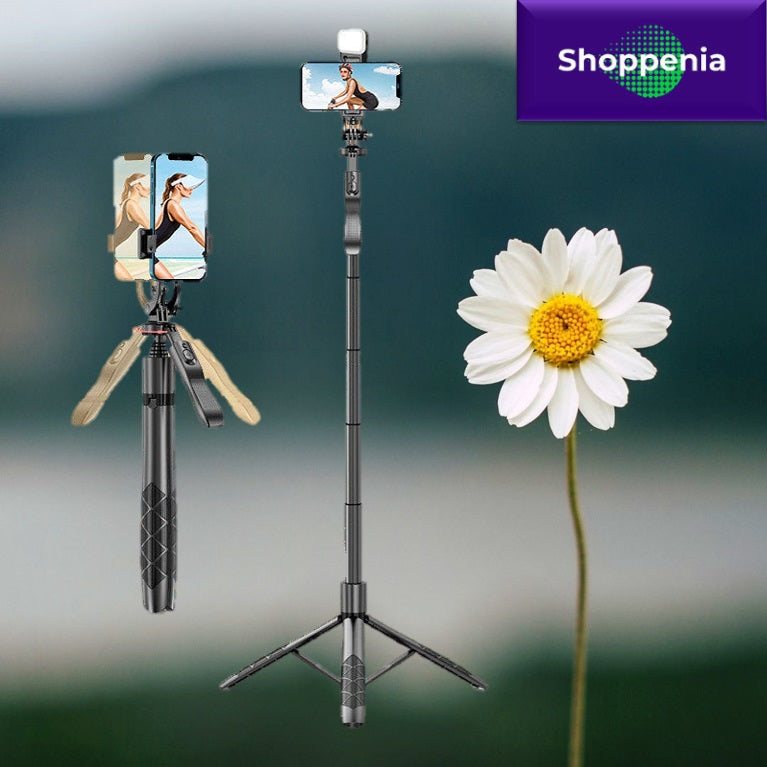 SnapGlow Tripod-X: The Ultimate Wireless Selfie Stick Tripod with LED Light for Smartphones